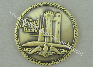亜鉛合金は個人化された硬貨太平洋の宝石、ロープの端との旧式な金張りのためのダイ カストの