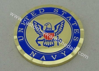 米国海軍は真鍮によって硬貨を死にます打たれ、3/4 インチ 1 つ、詰まった透明な箱個人化しました