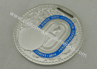Gaz Pererabotka の注文メダルはスポーツ会合のための 3.0 インチ ロシアをめっきする亜鉛合金の銀を与えます