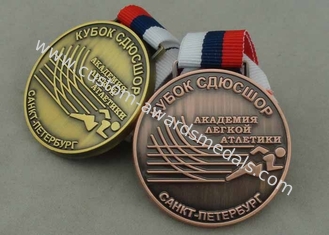 亜鉛合金のロシアの連続したメダル、旧式な銅めっきのリボン メダル