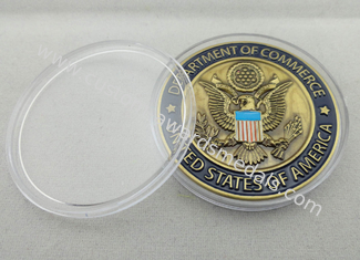 3D 注文の商業の鉄/黄銅/銅は明確なプラスチックの箱が付いている硬貨を与えます