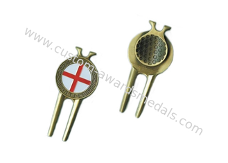 注文の金属亜鉛合金、銅、球のマーカーが付いているアルミニウム ゴルフ Divot 用具、旧式な金張り