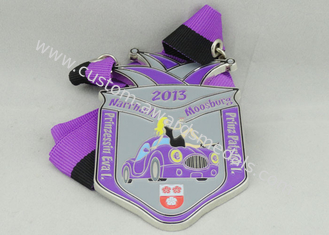 賞のための柔らかいエナメルとの紫色のリボン メダル ニッケル メッキ