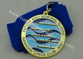 亜鉛合金ダイ カストによるハワイのカヌー クラブ リボン 3d メダルは金張りの