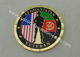 箱のパッキングおよび金張りの黄銅によってアフガニスタンの押されるベテランによって個人化される硬貨