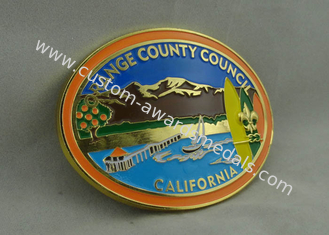 金張りおよび柔らかいエナメルが付いているカリフォルニア オレンジ・カウンティー議会顧客用バックル