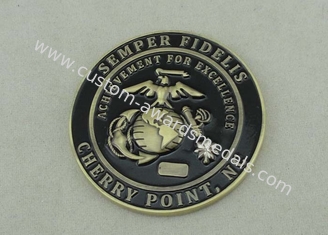 3D SEMPER FIDELIS 米国海軍は真鍮硬貨を死にます打たれた/骨董品の真鍮のめっき個人化しました