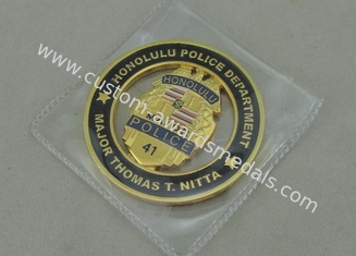 柔らかいエナメルは硬貨のホノルルの警察、金張り 3D 亜鉛合金の硬貨を 2.5 インチ個人化しました
