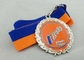 鉄のリボン メダルは浮出し印、青およびオレンジ リボンとのニッケル メッキ